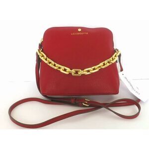 VINTAGE LIZ CLAIBORNE CROSSBODY FAUX LEATHER HANDBAG WITH GOLD CHAIN